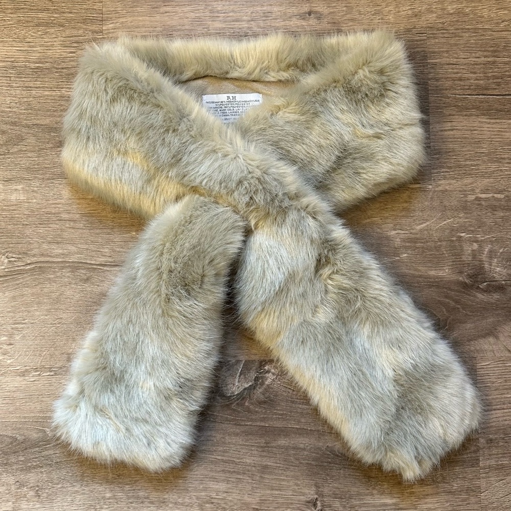 Restoration Hardware Faux Fur Scarf in Cream/Brown